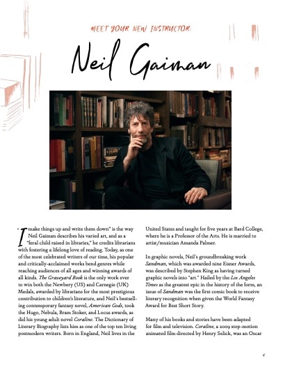 Examen de la classe de maître Neil Gaiman