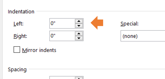 Format manuscris: Indention
