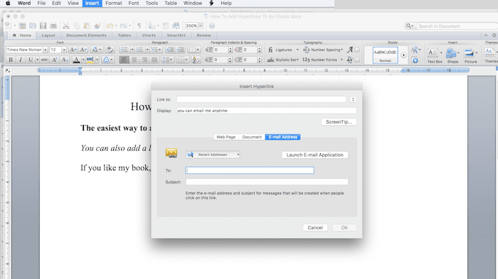 Hyperlinks In Kindle Ebooks add mail link 3