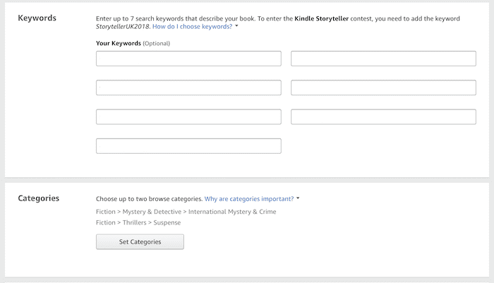 keywords and categories for publishing an ebook