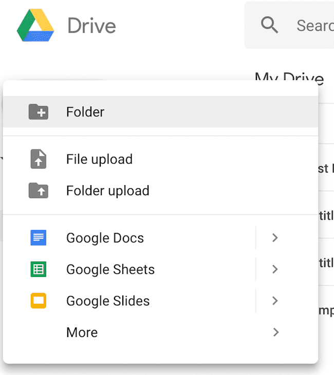 Google Drive Select New Doc