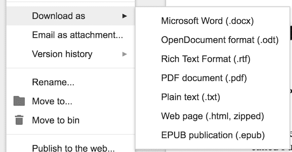 Google Docs File Types