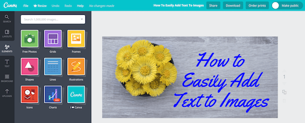 add text to a picture with canva