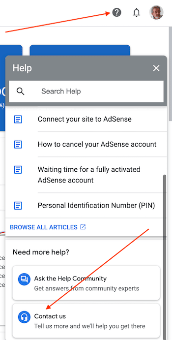 contact adsense help