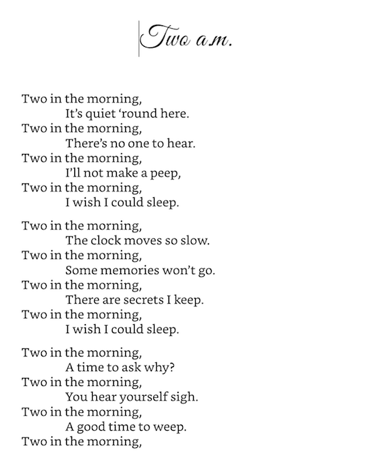 An example of a correctly formatted poem for publishing