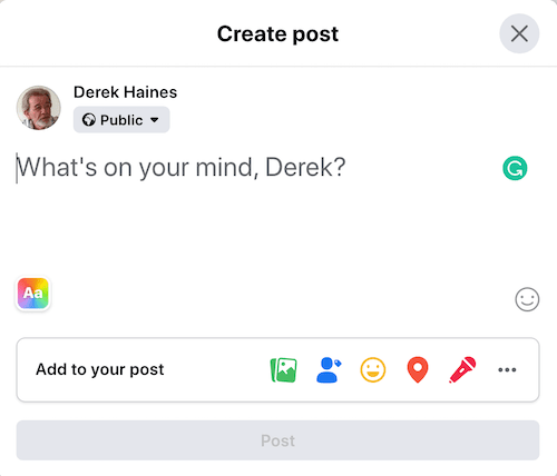 Create new Facebook post