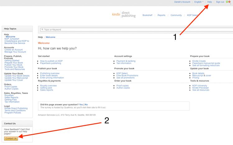 contact KDP help