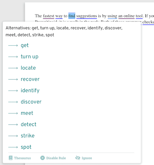 Prowritingaid thesaurus