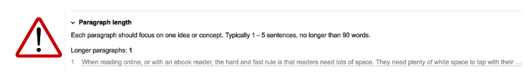 writing assistant paragraph warning