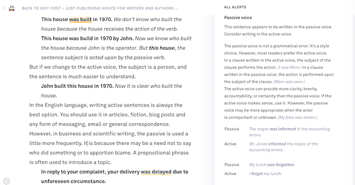 Grammarly for passive