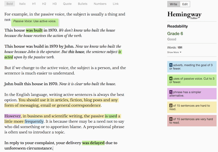 Hemingway passive