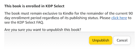 unpublish KDP Select