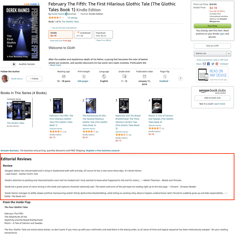 amazon editorial reviews page