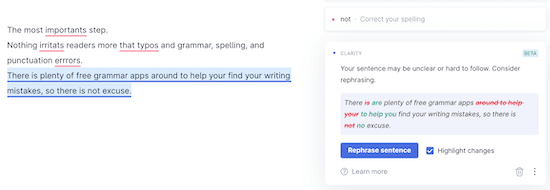 grammar check for errors