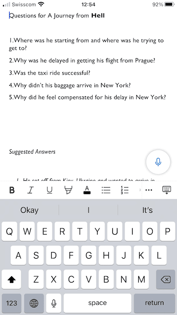 Word app on iPhone