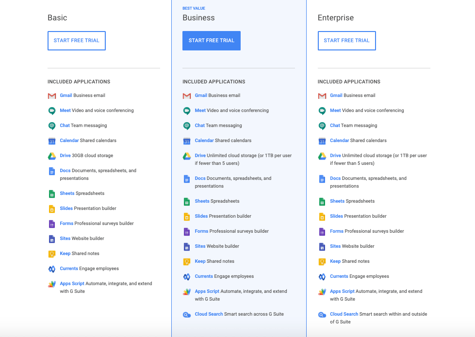 أسعار G-Suite - مراجعة G Suite