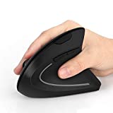 Ergonomische Maus, vertikale kabellose Maus, Acedada wiederaufladbare optische Ergo-Mäuse, 800/1200/1600 DPI, 5 Tasten für Laptop, Desktop, PC, MacBook – Schwarz