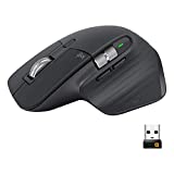 Logitech MX Master 3 고급 무선 마우스, 초고속 스크롤링, 인체공학적, 4000 DPI, 사용자 지정, USB-C, Bluetooth, USB, Apple Mac, Microsoft PC Windows, Linux, iPad - Graphite