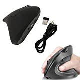 Mouse ergonomico wireless, per Jelly Comb, mouse verticale ricaricabile da 2,4 G Passa a 3 dispositivi Mouse ottici con 6 pulsanti 3 livelli DPI regolabili 800/1200/1600 per laptop, PC, MacBook, notebook