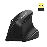 Nulaxy Ergonomische Maus, 2,4 G kabellose vertikale Maus mit 3 einstellbaren DPI (800/1200/1600), kabellose ergonomische optische Maus mit 6 Tasten für Computer, Laptop, PC, iPad, Desktop, MacBook, Schwarz