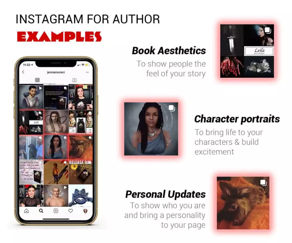 redes sociales para autores ejemplo de instagram