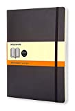 Carnet classique Moleskine, couverture souple, XL (7,5' x 9,5') ligné/ligné, noir, 192 pages