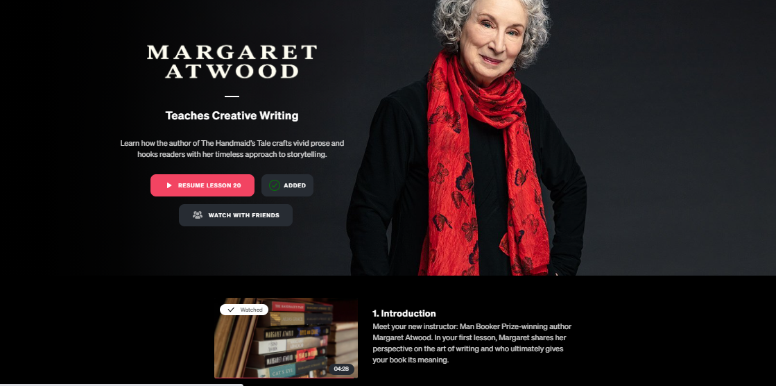 Examen de la classe de maître Margaret Atwood