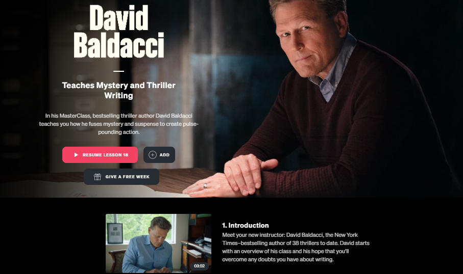 Masterclass lui David Baldacci