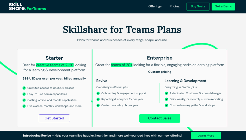 Skillshare สำหรับแผนของทีม