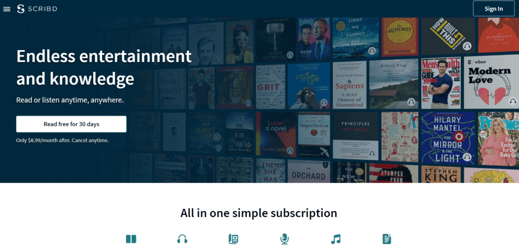 Service de livre audio Scribd