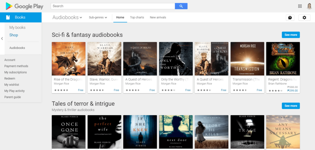 Servicio de audiolibros de Google Play