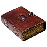 Diario de cuero vintage con piedra semipreciosa - Cierre de candado, 240 páginas Papel de borde antiguo - Libro de sombras, Diario Grimoire, Diario de brujas para hombres y mujeres - 7' x 5'