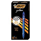 Canetas de gel azul de secagem rápida BIC Gel-ocity, ponta média (0,7 mm), pacote com 12 contagens, canetas de gel retráteis com aderência total confortável