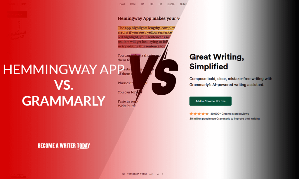 Aplicația Hemingway vs Grammarly