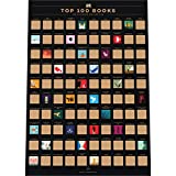 Enno Vatti 100 Books Scratch Off Poster - Póster de los 100 mejores libros para leer con la lista de cubos de todos los tiempos para el póster de rascar libros (cada póster rascador mide 16.5' x 23.4') - Ultimate Book Lover Gifts.