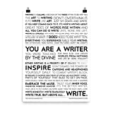 The Writing Manifesto Writer Inspiration Premium Print - 为作家、诗人和词匠打击作家的障碍并提升创造力；写作和诗歌墙艺术；给作家的礼物；哑光 18x24 英寸