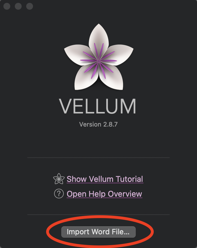 Импортируйте свою рукопись на Vellum