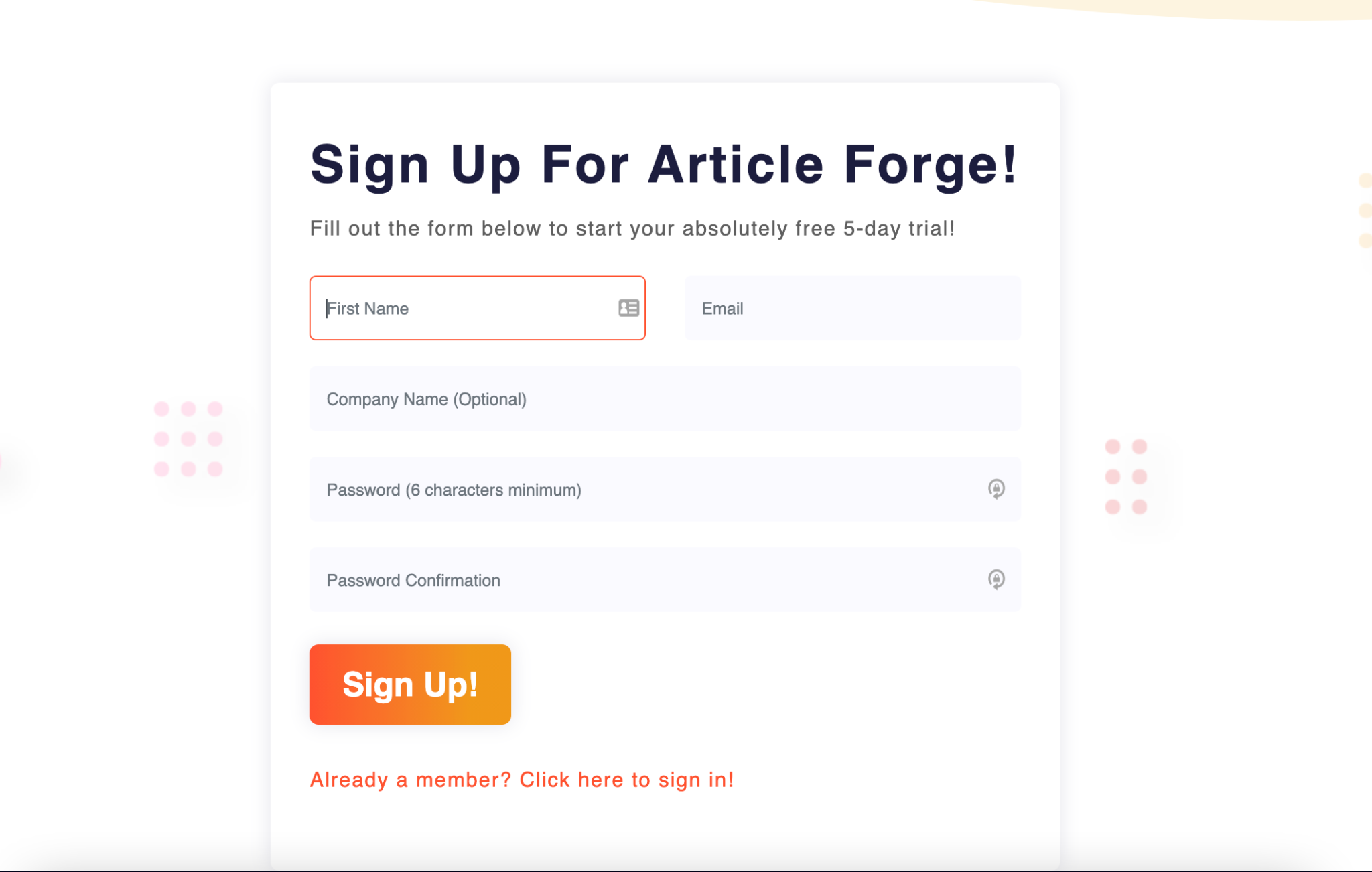 ลงชื่อสมัครใช้ Article Forge