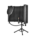 Escudo de isolamento de microfone de gravação CODN com filtro pop, espuma absorvente de alta densidade para filtrar vocal, escudo de som dobrável para Blue Yeti, estúdio e a maioria dos equipamentos de gravação de microfone condensador