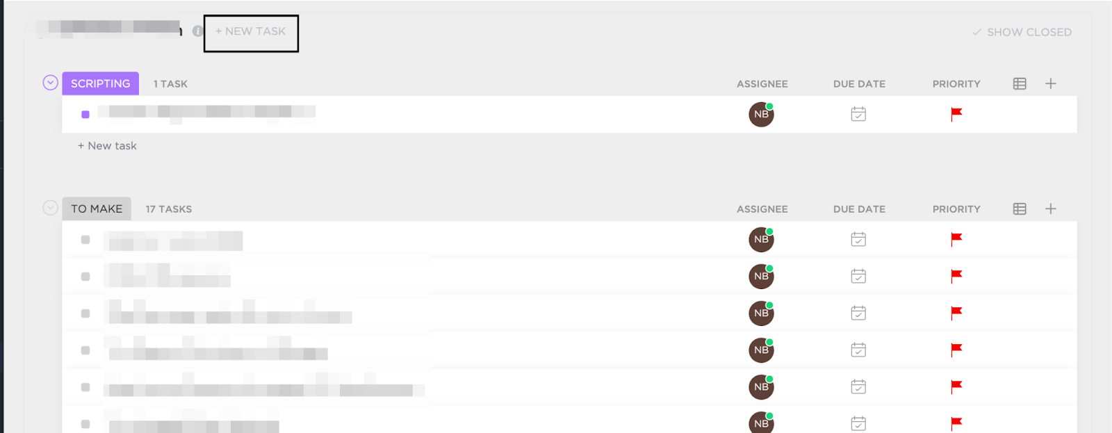 Tareas y vistas de ClickUp