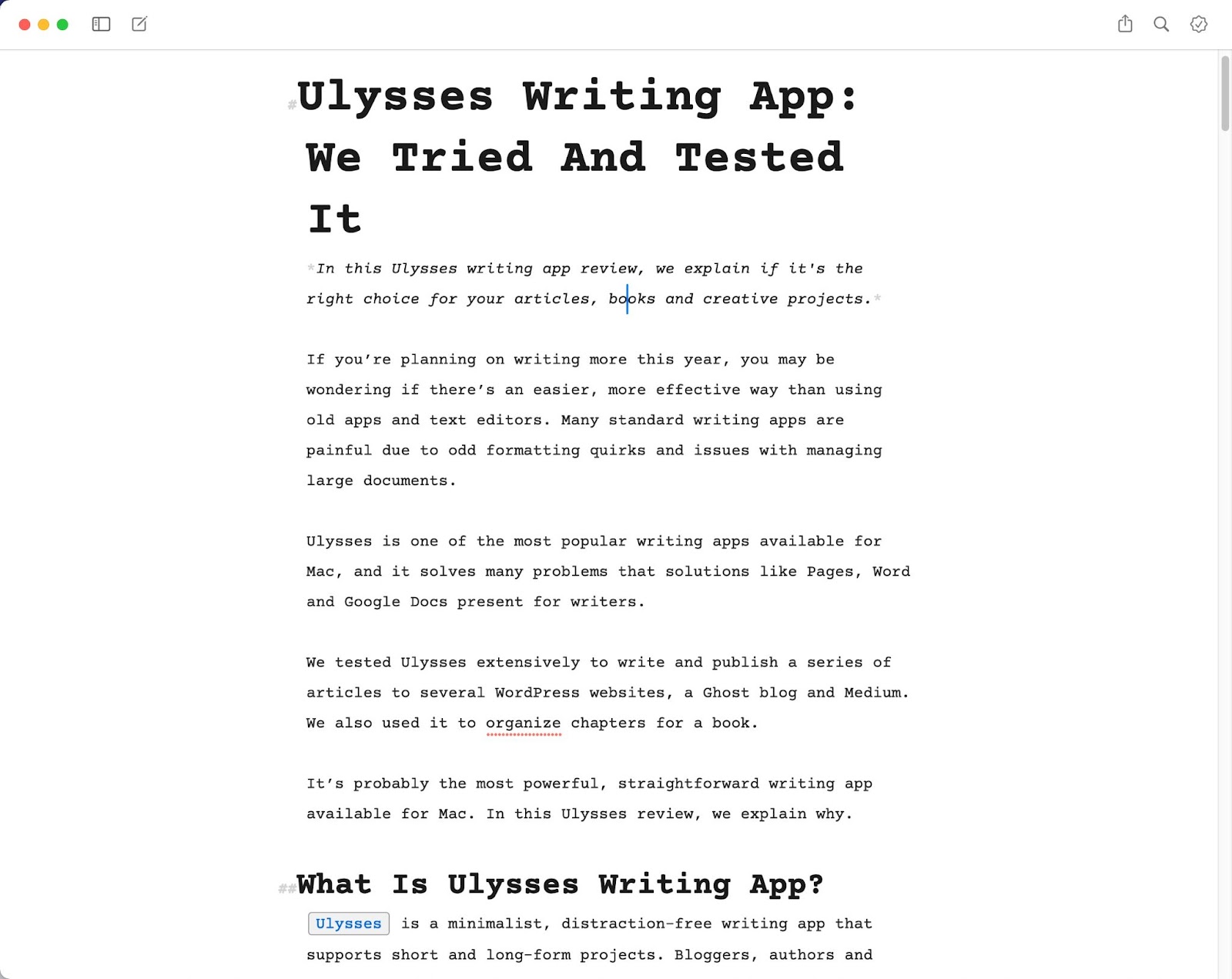 Menulis dengan Ulysses