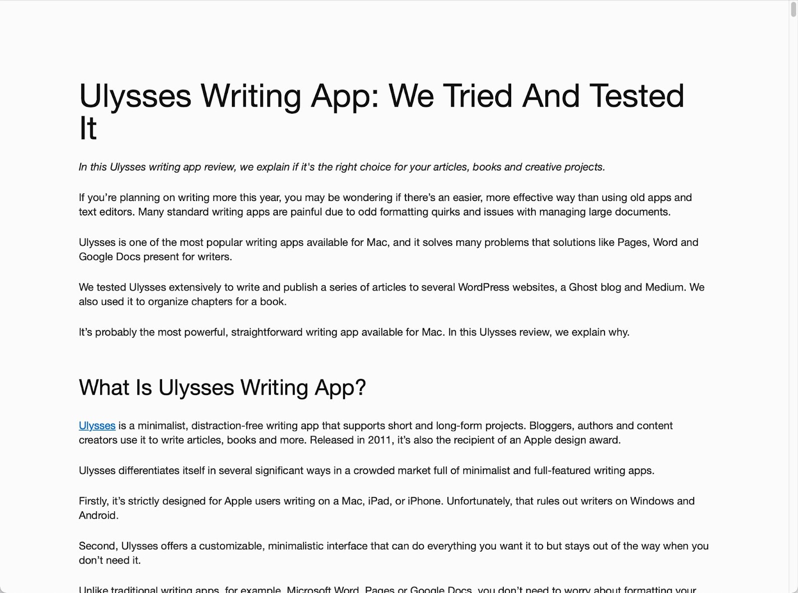 Ulysses からの書き込みのエクスポート