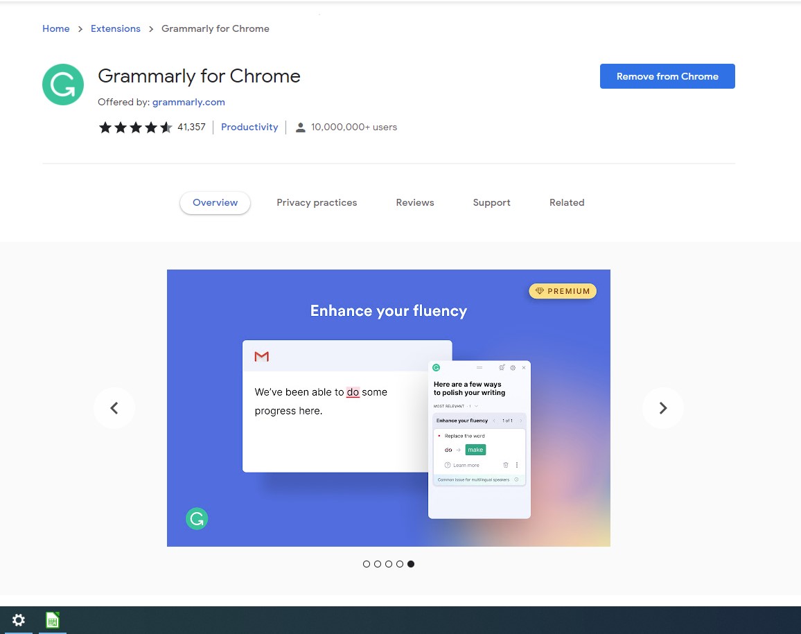 Etapa 1: encontre gramática na Chrome Web Store