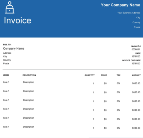 Modèles de facture gratuits : Wave