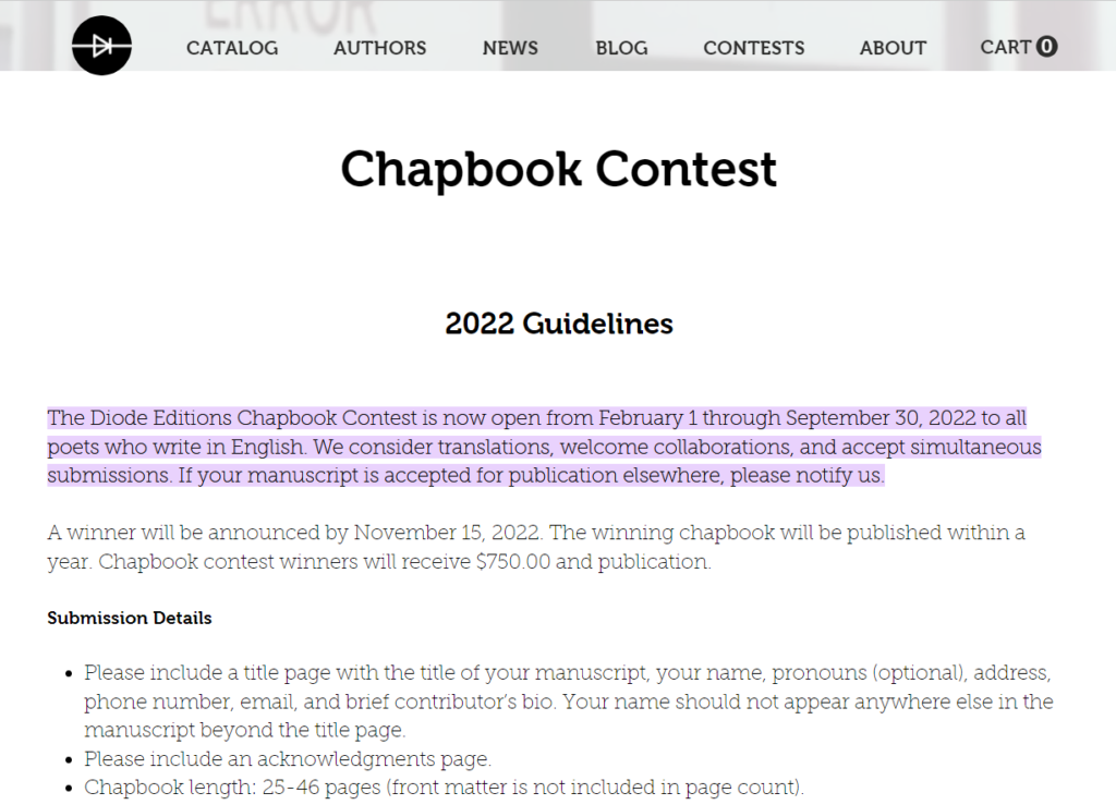 Concurso de Chapbook