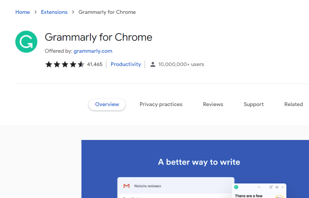 Grammarly لمتصفح Chrome