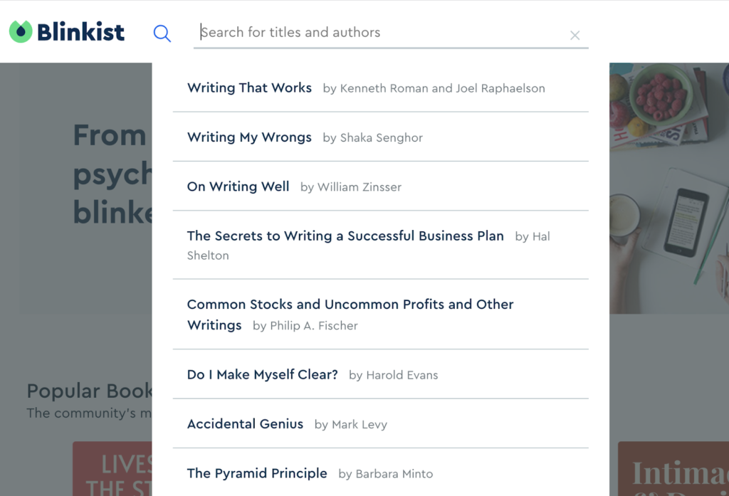 Blinkist para escritores freelancers