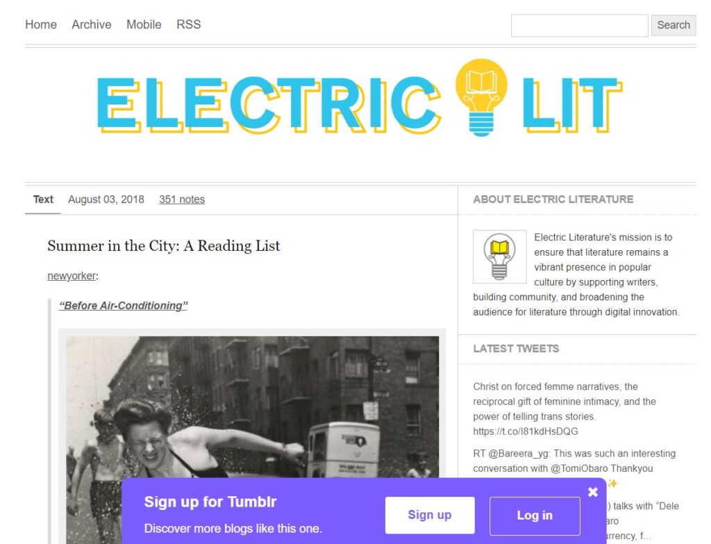 Edebi Web Siteleri: Electric Lit