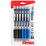 Pentel Energel 0.3 MM Ultra Fine Rtx Pena Gel Cair Dapat Ditarik - Ujung Jarum - 6 Paket 3 Tinta Hitam & 3 Pena Deluxe Tinta Biru