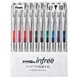 Pentel BL77TL-10 EnerGel Ink Ballpoint Pen, 0,03 inci (0,7 mm), 10 Warna